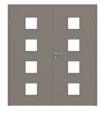 HÖRMANN Doppelflügeltür Taupe RAL 7048 Lack ProLine mit Lichtausschnitt LA-14 mit Zarge