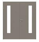 Frontansicht von Doppelflügeltür LA 24 bandseitig Basic Taupe RAL 7048 Lack inkl. Zarge - Huga