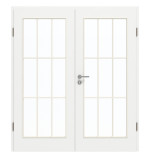 Frontansicht von GARANT Doppelflügeltür inkl. Zarge D354-60 Designer White Resopal mit Lichtausschnitt LA-3 Sprosse SP2