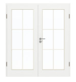 Frontansicht von GARANT Doppelflügeltür inkl. Zarge D354-60 Designer White Resopal mit Lichtausschnitt LA-3 Sprosse SP4