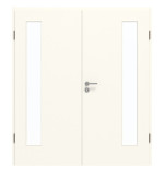 Frontansicht von GARANT Doppelflügeltür inkl. Zarge 0105-60 Pearl White CPL mit Lichtausschnitt LA-4 bandseitig