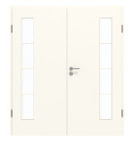 Frontansicht von GARANT Doppelflügeltür inkl. Zarge 0105-60 Pearl White CPL mit Lichtausschnitt LA-4 bandseitig Sprosse SP10
