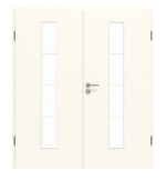 Frontansicht von GARANT Doppelflügeltür inkl. Zarge 0105-60 Pearl White CPL mit Lichtausschnitt LA-4 mittig Sprosse SP10