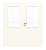 Frontansicht von GARANT Doppelflügeltür inkl. Zarge 0105-60 Pearl White CPL mit Lichtausschnitt LA-6 Sprosse SP1