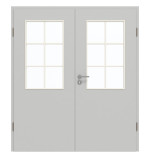 Frontansicht von GARANT Doppelflügeltür inkl. Zarge D92-60 Dove Grey Resopal mit Lichtausschnitt LA-6 Sprosse SP4