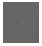 Frontansicht von HÖRMANN Doppelflügeltür Groove 27 Staubgrau RAL 7037 Lack DesignLine mit Zarge