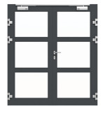 Frontansicht von Innentür-Set 2-flg. Aluminium Rohrrahmentür mit Feuerschutzfunktion HE 921 mit LA-03 inkl. Blockzarge - Hörmann