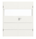 Frontansicht von HUGA Doppelflügeltür Pure 2 Weißlack DesignLine mit Lichtausschnitt quer mit bündiger Lisene Plain 80-7 mit Zarge