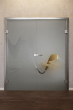 Ansicht von Sinus 2 Klassisch Matt Ganzglas Doppelflügeltür mit Motiv matt - Erkelenz