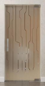 Bild von Curves Motiv klar Glaspendeltür DORMA Mundus BTS Variante 1 - Erkelenz