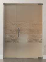Bild von Morse Motiv klar Glaspendeltür mit festem Seitenteil DORMA Mundus BTS Variante 2 - Erkelenz
