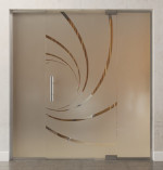 Bild von Cristall Motiv klar Glaspendeltür mit zwei festen Seitenteilen DORMA Mundus BTS Variante 3 - Erkelenz