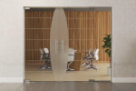 Frontansicht von Amara Motiv matt 2-flg. Glaspendeltür mit festem Seitenteil DORMA Mundus BTS Variante 5 - Erkelenz