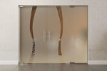Frontansicht von Bergamo Motiv klar 2-flg. Glaspendeltür mit festem Seitenteil DORMA Mundus BTS Variante 5 - Erkelenz