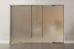Frontansicht von Algo Motiv klar 2-flg. Glaspendeltür mit zwei festen Seitenteilen DORMA Mundus BTS Variante 6 - Erkelenz