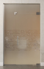 Bild von Morse Motiv klar Glaspendeltür mit festem Seitenteil und Oberlicht DORMA Mundus BTS Variante 8 - Erkelenz