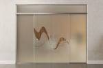 Frontansicht von Sinus 2 Motiv klar 2-flg. Glasschiebetür mit zwei festen Seitenteilen und Oberlicht DORMA MUTO Variante 2 - Erkelenz