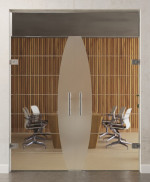 Bild von Amara Motiv matt 2-flg. Glaspendeltür mit Oberlicht DORMA Tensor Variante 2 - Erkelenz