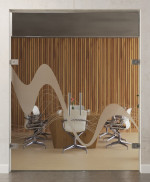 Bild von Sinus 2 Motiv matt 2-flg. Glaspendeltür mit Oberlicht DORMA Tensor Variante 2 - Erkelenz