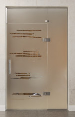 Bild von Bukarest Motiv klar Glaspendeltür mit festem Seitenteil und Oberlicht DORMA Tensor Glas an Glas Variante 4 - Erkelenz