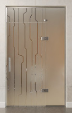 Bild von Curves Motiv klar Glaspendeltür mit festem Seitenteil und Oberlicht DORMA Tensor Glas an Glas Variante 4 - Erkelenz