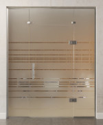 Bild von Quer Motiv klar Glaspendeltür mit zwei festen Seitenteilen und Oberlicht DORMA Tensor Variante 5 - Erkelenz
