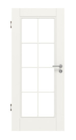 Frontansicht von HUGA Innentür Kontur 1 Weißlack Classic mit Lichtausschnitt LA Sprosse 2/4