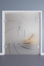 Relation mit Cristall Klassisch Matt Ganzglas Doppelflügel-Pendeltür mit Motiv klar - Erkelenz