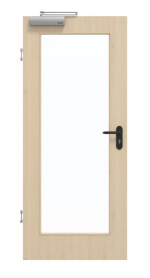 Frontansicht von GARANT Rauchschutztür Authentic Sand CePaL mit Lichtausschnitt LA-2