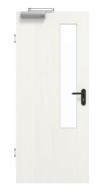 Frontansicht von GARANT Rauchschutztür Authentic Bianco GCK08 mit Lichtausschnitt LA-5 schlossseitig