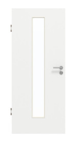 Frontansicht von GARANT Schallschutztür D354-60 Designer White Resopal mit Lichtausschnitt LA-4 mittig