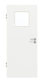 Frontansicht von GARANT Schallschutztür D354-60 Designer White Resopal mit Lichtausschnitt LA-9