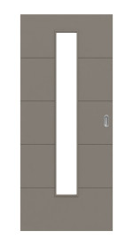 Frontansicht von Signum 15 LA 24 mittig Basic Lack Taupe RAL 7048 Schiebetür - Huga