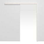 Frontansicht von Weiß 9016 Lebolit Schiebetürsystem vor der Wand laufend ohne Zarge - Lebo