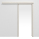 Frontansicht von Schiebetürsystem vor der Wand laufend Basic Dekor Esche Weiß mit Zarge - Interio