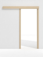 Frontansicht von GARANT Schiebetürsystem vor der Wand laufend Authentic Sand CePaL
