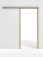 Frontansicht von GARANT Line-Schiebetürsystem vor der Wand laufend Authentic Sand CePaL