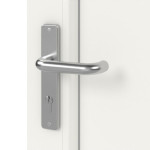 Detail Oberfläche von Kunststoff Nebeneingangstür F002 Comfort mit Glasausschnitt