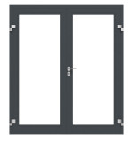 Frontansicht in RAL 7016 von Innentür-Set 2-flg. Aluminium Rohrrahmentür ES 50 mit LA-01 inkl. Blockzarge - Hörmann