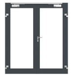 Frontansicht in RAL 7016 von Innentür-Set 2-flg. Aluminium Rohrrahmentür mit Feuerschutzfunktion HE321 mit LA-01 inkl. Blockzarge - Hörmann