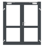 Frontansicht in RAL 7016 von Innentür-Set 2-flg. Aluminium Rohrrahmentür mit Feuerschutzfunktion HE321 mit LA-02 inkl. Blockzarge - Hörmann