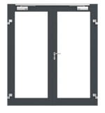 Frontansicht in RAL 7016 von Innentür-Set 2-flg. Aluminium Rohrrahmentür mit Rauchschutzfunktion RS 250 mit LA-01 inkl. Blockzarge - Hörmann