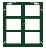 Frontansicht in RAL 6005 von Innentür-Set 2-flg. Aluminium Rohrrahmentür mit Feuerschutzfunktion HE321 mit LA-03 inkl. Blockzarge - Hörmann