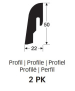 Querschnitt von Neutrale, weiße Fußleiste Profil 2 PK (streichfähig) - MEISTER