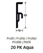 Querschnitt von Edelstahl 063 Fußleiste Profil 20 PK Aqua (2380 x 16 x 60 mm) - MEISTER