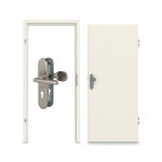 Komplettset-Ansicht von GARANT Wohnungseingangstür-Set Weißlack RAL 9010 CePaL mit Zarge und Beschlag