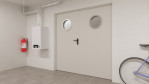 Detail-Milieuansicht von Innentür-Set 2-flg. Stahl mit Feuerschutzfunktion H16-2 OD mit Rundverglasung inkl. Eckzarge - Hörmann