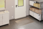 Milieubild Garage mit Metallregal, Schrank und Aluprofilmatte KLASSIK Rips T11PP kokos / Brush BL01 schwarz - Entrada