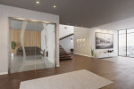 Milieu Loft Wohnzimmer mit Bergamo Mattierung Doppelflügeltür mit Motiv matt - Erkelenz