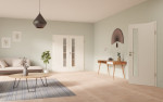 Main-Milieuansicht von GARANT Doppelflügeltür inkl. Zarge 0105-60 Pearl White CPL mit Lichtausschnitt LA-4 schlossseitig Sprosse SP10